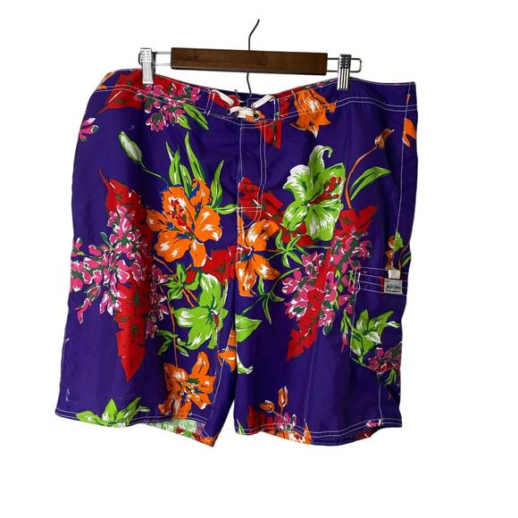 Polo Ralph Lauren Purple Floral Swim Board Shorts 9" Inseam Men's Size 38 - Picture 1 of 10